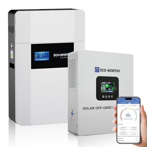 ECO-WORTHY Home Power Backup Station, 5120Wh 48V 100Ah Wall-Mount LiFePO4 Battery with Conduit Box, Bluetooth & WiFi + 5000W Solar Inverter Charger, Fast Charge, Home Backup & Solar System