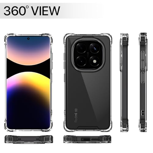 Image of Amazon Basics Back Cover for Redmi Note 15 Pro 5G PC + TPU Clear Transparent Raised Edges Shockproof Protective Phone Bumper Case (Transparent)