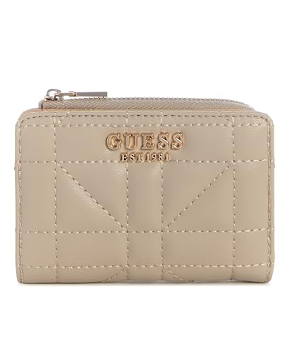 Guess Edita - Tarjetero con Cremallera para Mujer, Marrón Topo Claro, Talla Unica