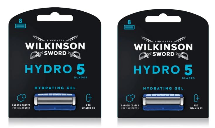 Wilkinson Sword Hydro 5 Men’s Razor, Great Addition to Wash Bags for Men's Grooming, Great Shavers for Routine Shaving, 16 Refill Razor Blades Pack