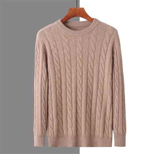 Men Round Neck Cashmere Blen Sweater Cable Knit Smart Casual Pullover Top Winter2