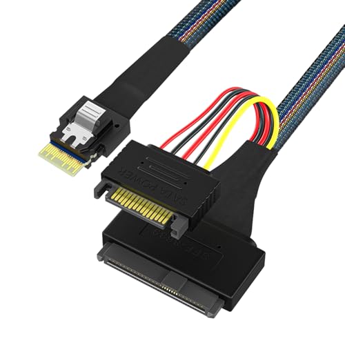 Cable adaptador SFF8654 4i a SFF8639 + SATA 0.8m PCIe 4.0