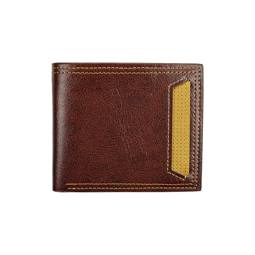 Slim Bifold Wallet, Soft Leather Multifunctional Men Wallet Fashion Foldable Bifold Wallet for Men with Flip ID Window Credit Card Holder (A, Brown)