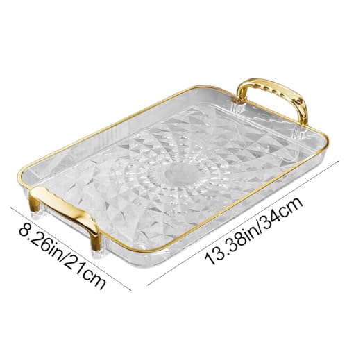 Clear Serving Tray with Handles, Large Tray for Coffee Table, Rectangular - image 2