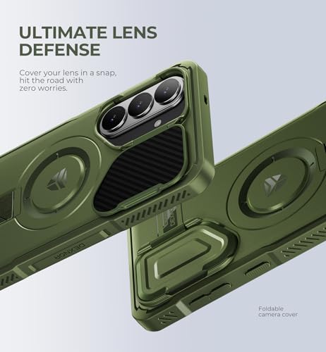 Image of Dexnor for Samsung Galaxy S26 Plus Case with Camera Cover & Adjustable Kickstand & Screen Protector, Compatible with MagSafe, Rugged Shockproof Bumper Cases Magnetic Protective Cover(2026),Army Green