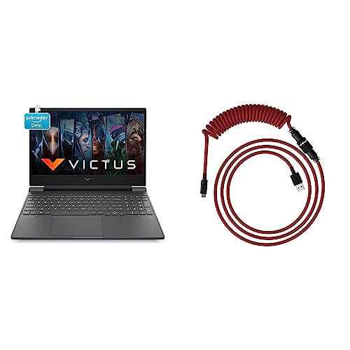 Image of HP Victus Gaming 12th Gen Intel Core i5 12450H Processor 15.6 inch(39.6 cm) FHD Gaming Laptop & HyperX USB-C Coiled Cable Red-Black