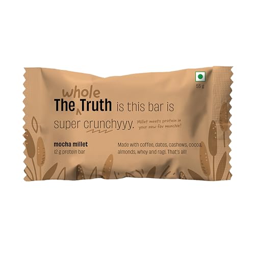 Image of The Whole Truth - Super Crunchy Mocha Millet Protein Bar 12G | Pack of 6 x 55g | Cleanest Snack Ever | No Refined Sugar | Real Coffee Real Cocoa | Perfect On the Go Snack