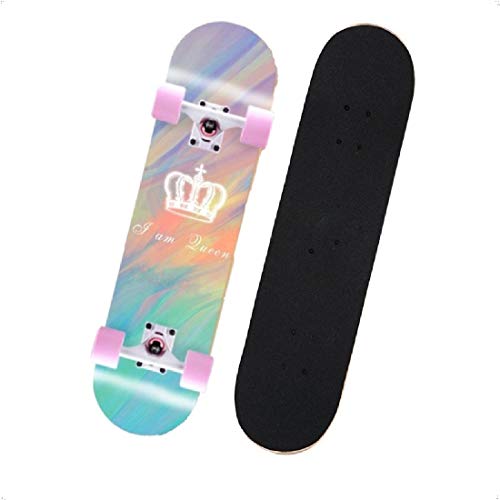 TACKLY Skateboard Adulto Completo 7-9 Capas/Layers  monopatn Skate 31x8 Madera de Arce para nios y Adultos Unisex  Apto para Todos los Niveles Principiante intermedio avanzado (Crown)