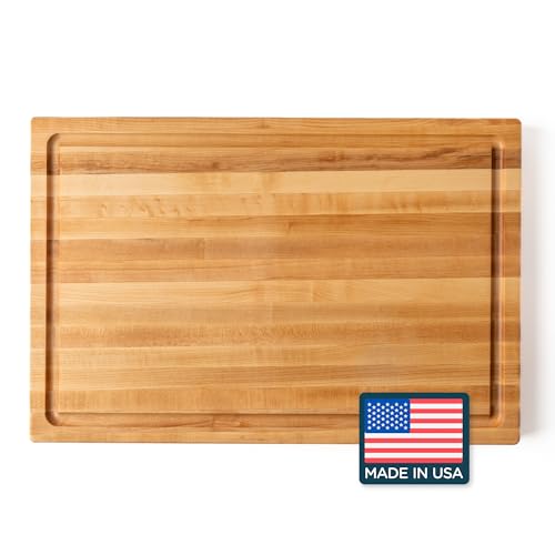 Comparison: Best Cutting Board Hardwood 7 CLARK'S Maple Wood Cutting Board - Hardwood Maple Chopping Board with Deep Juice Groove and Hand Grip for Easy-Carry - Large Wooden Cutting Boards for Kitchen - 18