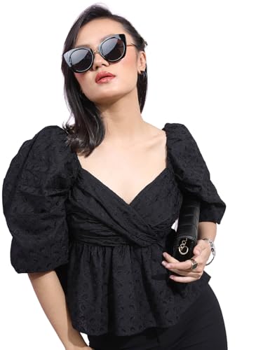 Image of Tokyo Talkies Women Cotton Blend Regular Fit Tops