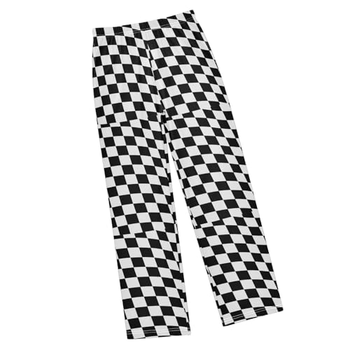 Checkered Flag Black White Boys Track Pants Toddler Casual Pants Sweatpants Kids Athletic Pants for 6-8 Years