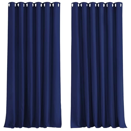 Aspire Homeware Blackout Curtains 90x90 - Eyelet Curtains for Living Room Super Soft Thermal Insulated Bedroom Window Curtain with Tiebacks - Navy - Image 2
