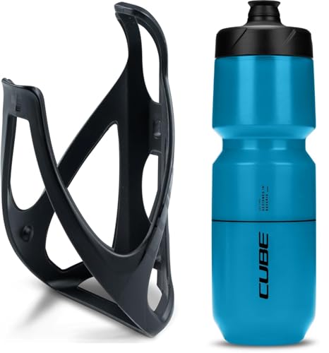 Cube HPP Cage & 750ml Flow Cycling Bottle Kit (Matt Black/Turquoise)