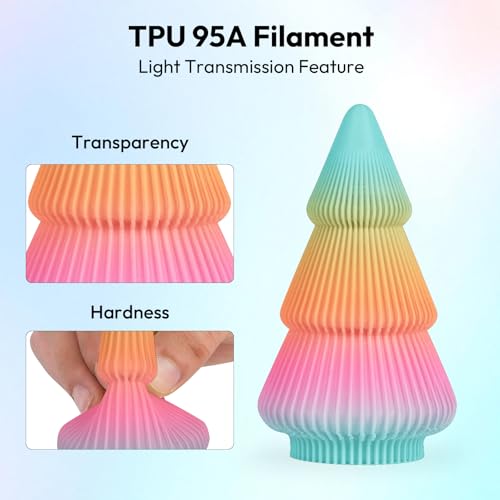 Image of AMOLEN 95A TPU 3D Printer Filament, 1.75mm Basic TPU Multicolor Rainbow Red, Yellow, Purple, Green, Color Change Flexible Soft Filament, High Hardness & Resilience, 1kg Spool, Fit Most 3D Printers