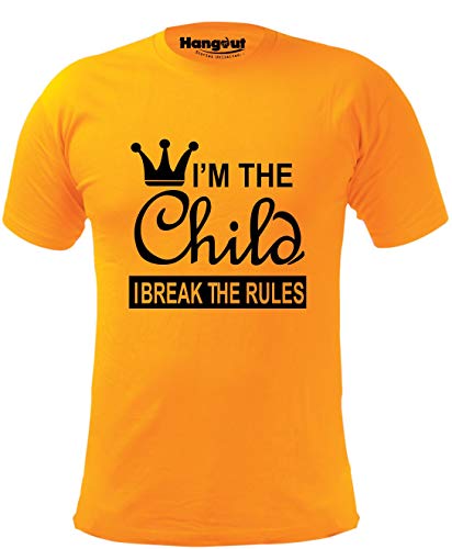 Image of Hangout Hub Boy's Cotton Printed Regular Fit T-Shirts | I am The Child I Break The Rules printed | Half Sleeves | Round Neck