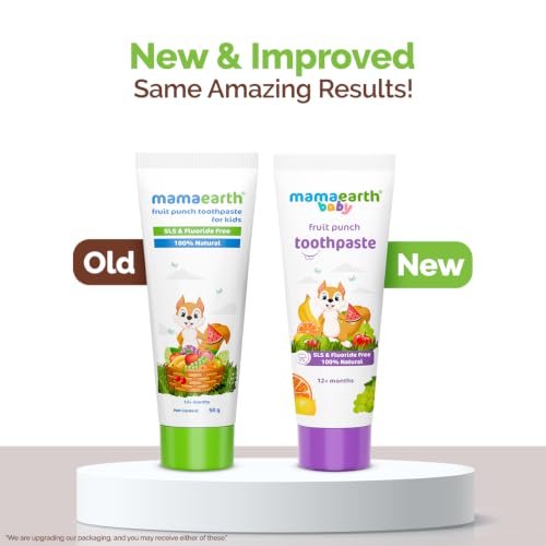 Image of Mamaearth Fruit Punch Toothpaste - 50g | Infused with Sorbitol, Silica & Glycerin | Promotes Healthy Teeth & Gums, Free from Fluoride & SLS, 100% Natural