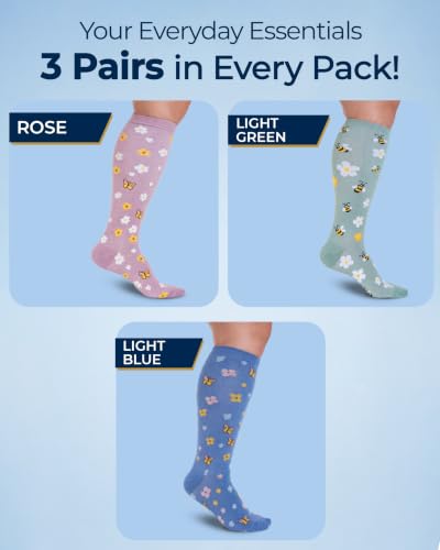 Image of Pembrook 3 Pairs Plus Size Compression Socks Wide Calf - Bamboo Viscose Compression Socks for Women Wide Calf