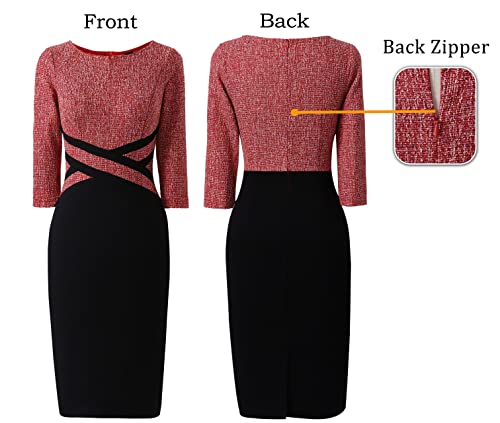 Image of VFSHOW Womens Front Zipper Work Office Business Casual Church Sheath Dress