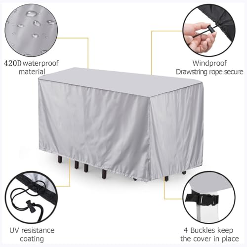 Housse de protection pour table de jardin face aux intempéries d'hiver