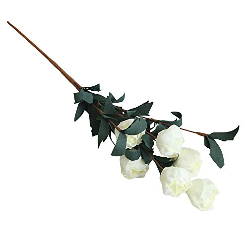 SamMoSon 2019 Flores Artificiales Decoración Jarrones para Manualidades Exterior Grandes Calas,Artificial PE Flores Falsas Rosa Floral Boda Ramo Nupcial Hortensias Decoración WH(Blanco) Cover