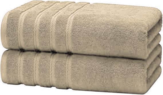 TOWELBAY Pack of 2 Jumbo Bath Sheet 100 x 200 cm Premium 100% Egyptian Combed Cotton Luxury Towel Ultra Soft & High Absorbent Quick Dry Hotel Quality Extra Large Bathroom Towels (Latte) - Image 2