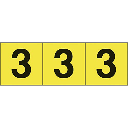 TRUSCO(トラスコ) 数字ステッカー 30×30 「3」 黄色地/黒文字 3枚入 TSN-30-3-Y