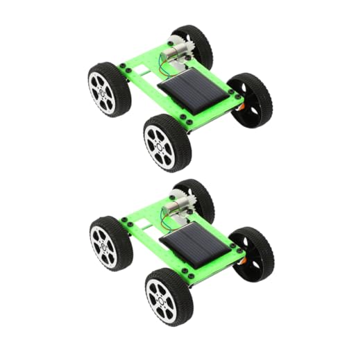 TOYANDONA 2 Piezas Juguete De Autos Solares Experimentos Científicos Kit De Ciencia del Tallo Modelo De Coche con Energía Solar Juguetes para Coche De Bricolaje Juguetes De Tallo Metal Verde