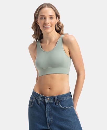 Image of Jockey JW12 Women Wirefree Padded Tencel Lyocell Elastane Stretch Full Coverage Lounge Bra with Stay Fresh Properties and Removable Pads