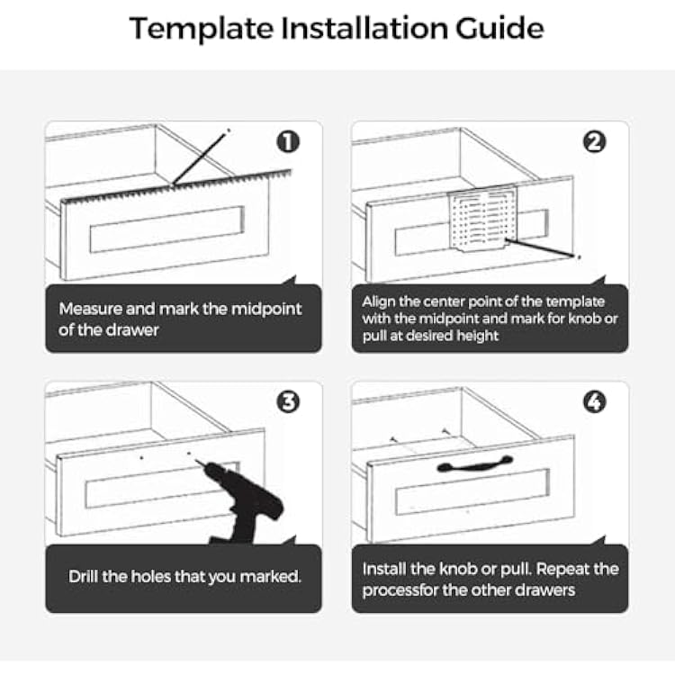 Ravinte Cabinet Door & Drawer Hardware Installation Template Kit Include Drill Bit Mounting Template for Cabinet Knob, Cabinet Pulls
