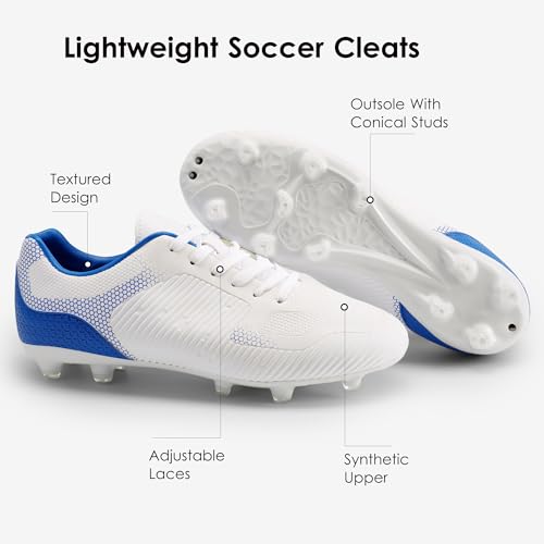 DREAM PAIRS Men‘s Firm Ground Soccer Cleats Soccer Shoes,White/Royal,13 - image 5