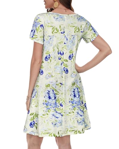 Image of Summer Dresses for Women Casual Tshirt Short Sleeve Floral Sundress Beach Cover Ups with Pockets 2026