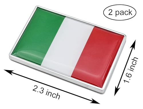 Image of 2 Pcs 3D Italy Italian Flag Metal Car Stickers Chrome Decals,2.3 x 1.6 Inch Metal Truck Stickers,Patriotic Car Motorcycle Emblem.