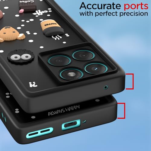 Image of Pikkme Back Cover for Motorola Moto Edge 60 5G / Motorola Moto Edge 60 Fusion 5G | Cute Fun Cartoon 3D Bear Silicone Full Body Protection Bumper Case (Black)