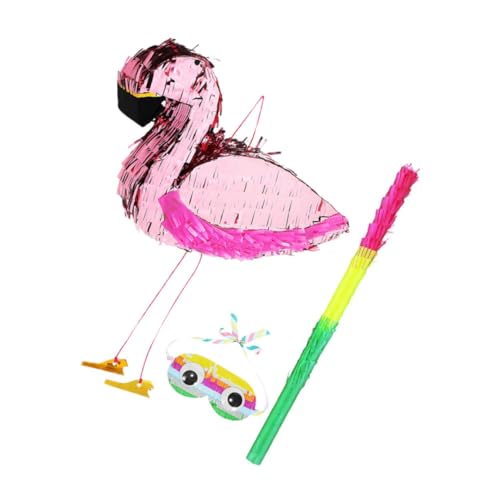 INOOMP 1 Set Flamingo Party Supplies with Blindfold and Bat Tropical Inspired Design for Birthday Celebrations and Summer Gatherings Engaging Interactive Game Accessory