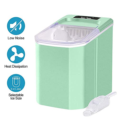 Fabricadora de cubos de hielo para cocina casera, máquina portátil silenciosa de sobremesa, con cucharón y canasta extraíble, fácil de operar, produce 9 cubos en 6-13 minutos miniatura 2