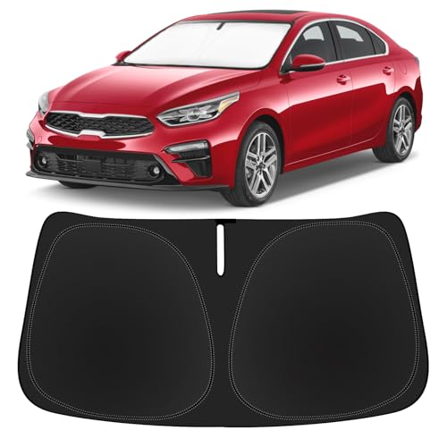 Sun Shade for Forte Windshield Sunshades for 2019-2024 2025 Kia Forte Windshield Cover Foldable Front Window Shields 240T Silver Coating Protector Sun Visor Blocks UV Rays Heat Car Accessories