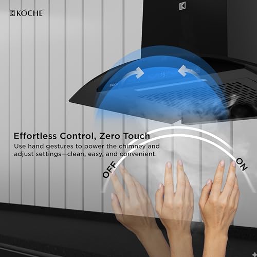 Image of KOCHE ENZO 75 cm BLDC Kitchen Chimney Autoclean Filterless | 1450 m /hr Suction | Gesture + Touch Control | 9+1 Turbo Speed | Low Noise | 12 Yrs Motor & 2 Yrs Comprehensive Warranty | Energy Efficient