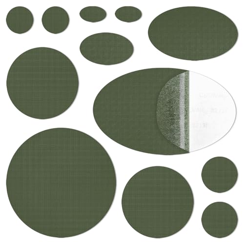 WILDREEDS 12 peças de remendos de reparo de jaquetas, impermeáveis, autoadesivos, pré-cortados, resi