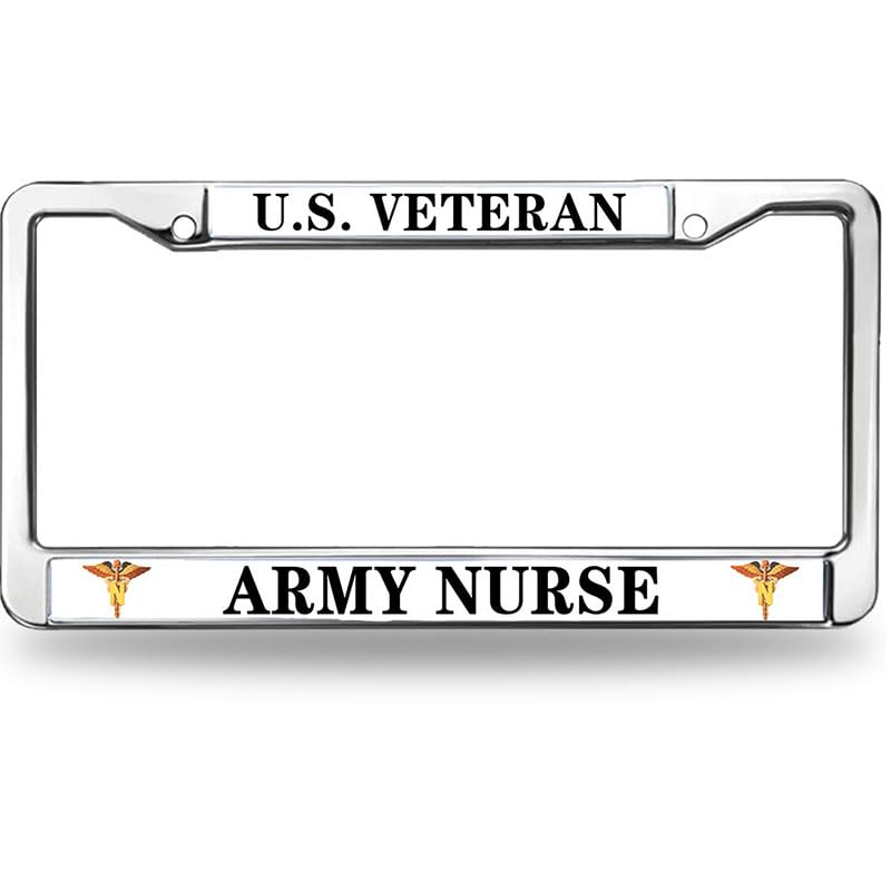 Image of US Army License Plate Frame Aluminum Army Nurse US Veteran Easy Installation License Plate Frame