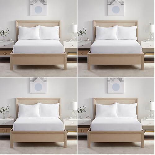 Image of Serta Power Chill King Size Waterproof Mattress Cover, Soft and Breathable Cooling Mattress Protector, 15 inch Elastic Deep Pocket for Secure Fit, White (Pack of 4)