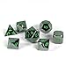 Produktbild shibby 7 polyedrische Metall-Würfel - Verchromt - für Tabletop und Rollenspiele inkl. Aufbewahrungsbox - Grün