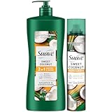 Suave Sweet Coconut Shampoo & Conditioner 2-in-1 + Dry Shampoo for Women – Gentle Formulas with 100% Natural Coconut Oil
