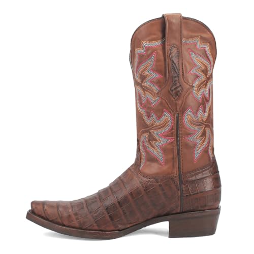 Dingo Mens Gator Embroidered Alligator Print Snip Toe Pull On Casual Boots Mid Calf - Brown3
