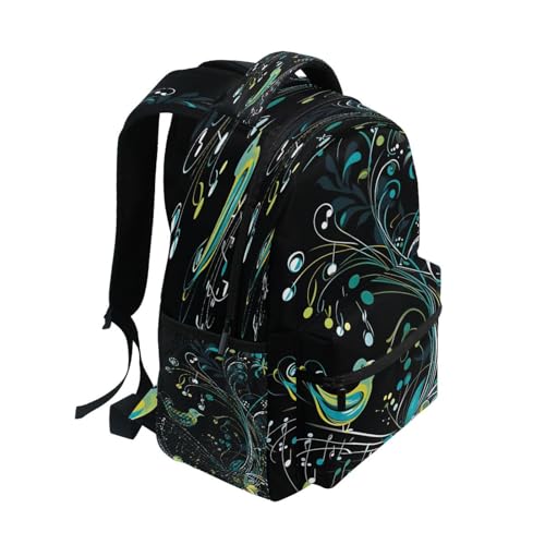 Music Notes Bird Black Backpack for School Boys Girls Adults Kids Bookbag Laptop Bag 15L2