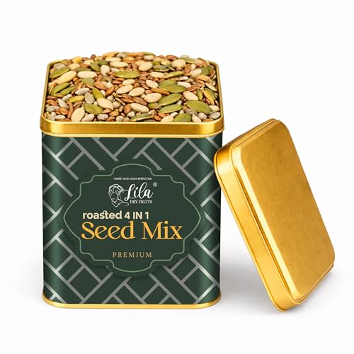 Image of LILA DRY FRUITS 4 in 1 Roasted Seeds Mix Pumpkin Sunflower Watermelon Flax 250 gram | Healthy Snack Mix for Daily Nutrition Fiber Rich Seeds Combo Pack for Weight Management Perfect for Gifting