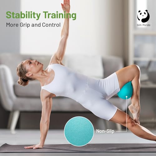Foto von Slim Panda Gymnastikball Klein,23-25cm Pilates Ball mit Aufblasbarem Strohhalm,Soft Yoga Ball Exercise für Senioren Therapie,Hause,Fitness,Balance Training (Blauer See)