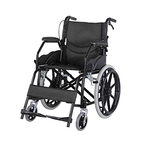 Silla de ruedas plegable y ligera con batería de iones de litio de 12 A, función dual eléctrica y manual (negro)