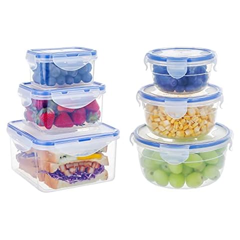 6 Pack Airtight Food Storage Containers Set with Lids Plastic Meal Prep Containers Multiple Uses Food Containers Leak Proof Stackable Cover