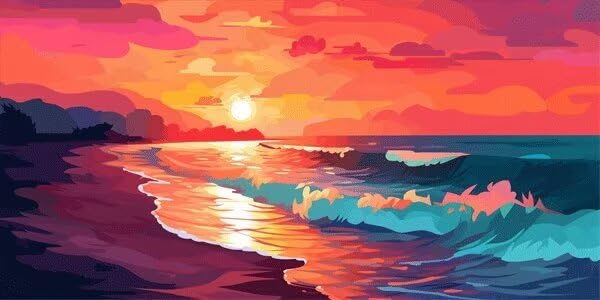 Broderie diamond painting coucher de soleil abstrait kit complet toile grand format 80x160cm