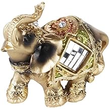 Elephant Statue, Wealth Lucky Elephant Figurine Feng Shui Green Elephant Sculpture for Home Office Decoration Gift